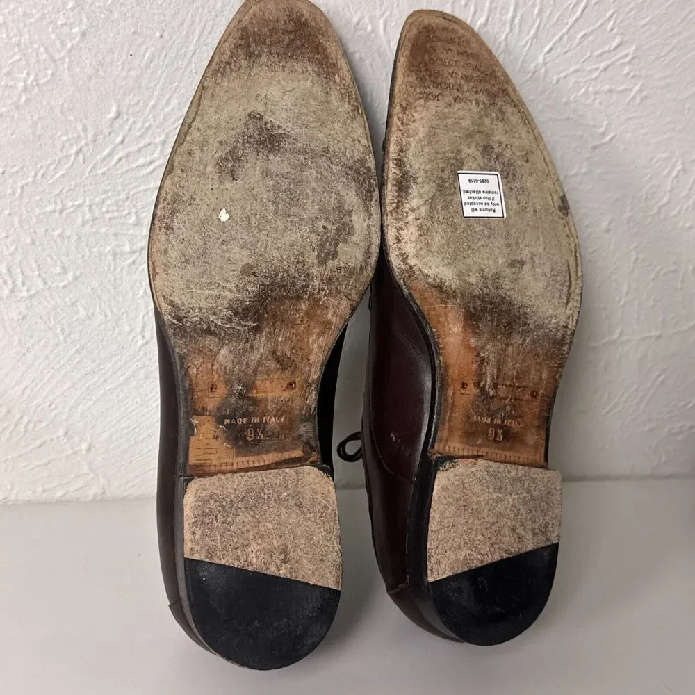 Dolce & Gabbana Brown Leather Apron Toe Derby Dress‎ Shoes Mens 9.5 Italy